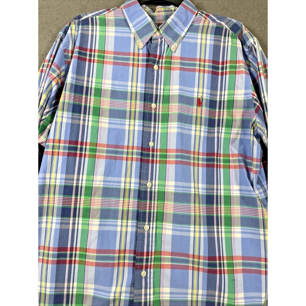 Polo Ralph Lauren Men's Shirt L Multi Plaid Blue Classic Fit Button Up - Picture 3 of 9